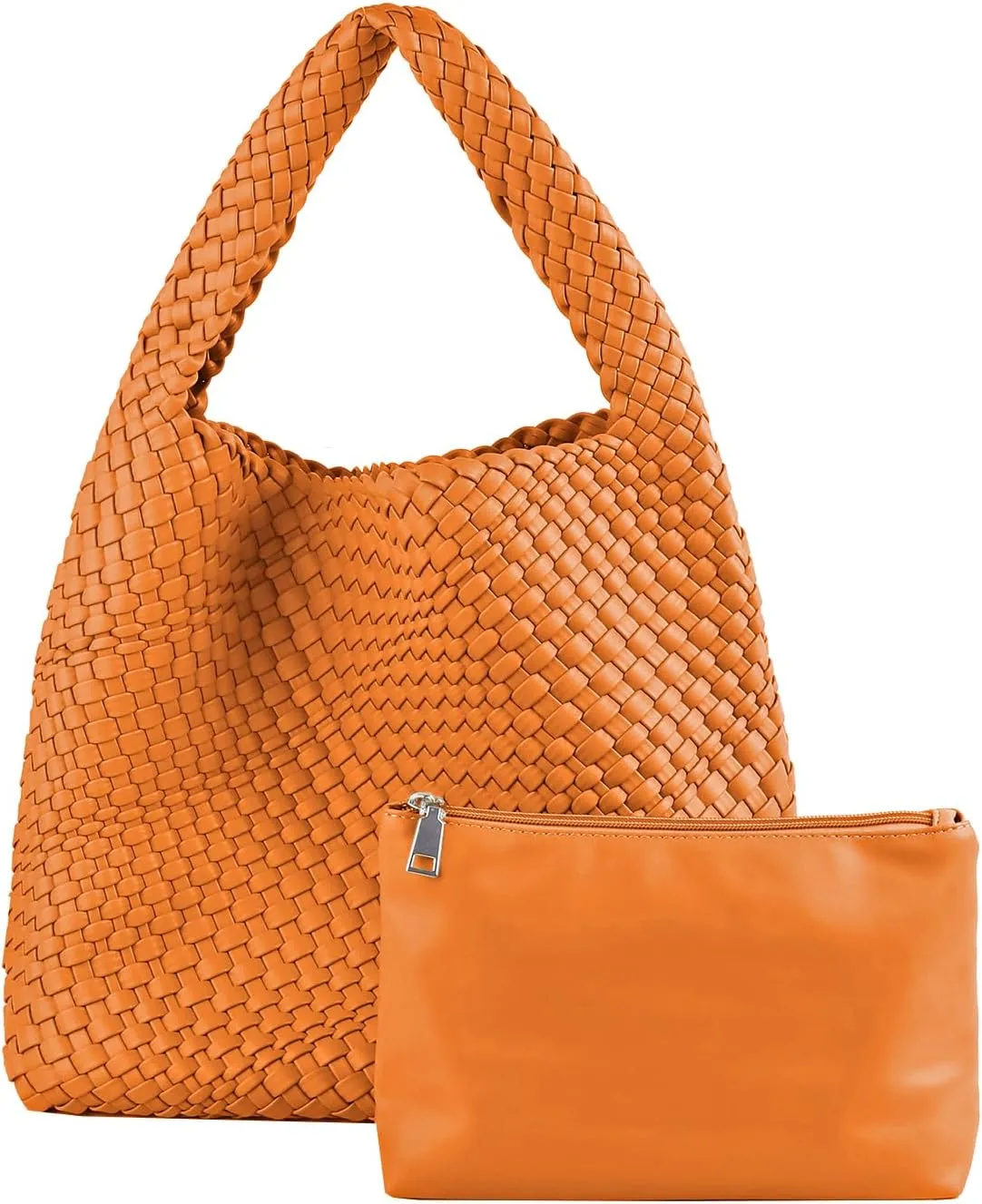 Woven Tote Bag for Women Vegan Leather Hobo Bags, Top-handle Handmade Purse