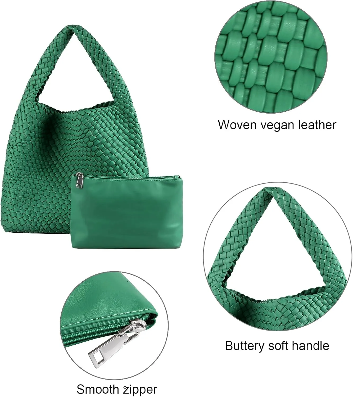 Woven Tote Bag for Women Vegan Leather Hobo Bags, Top-handle Handmade Purse