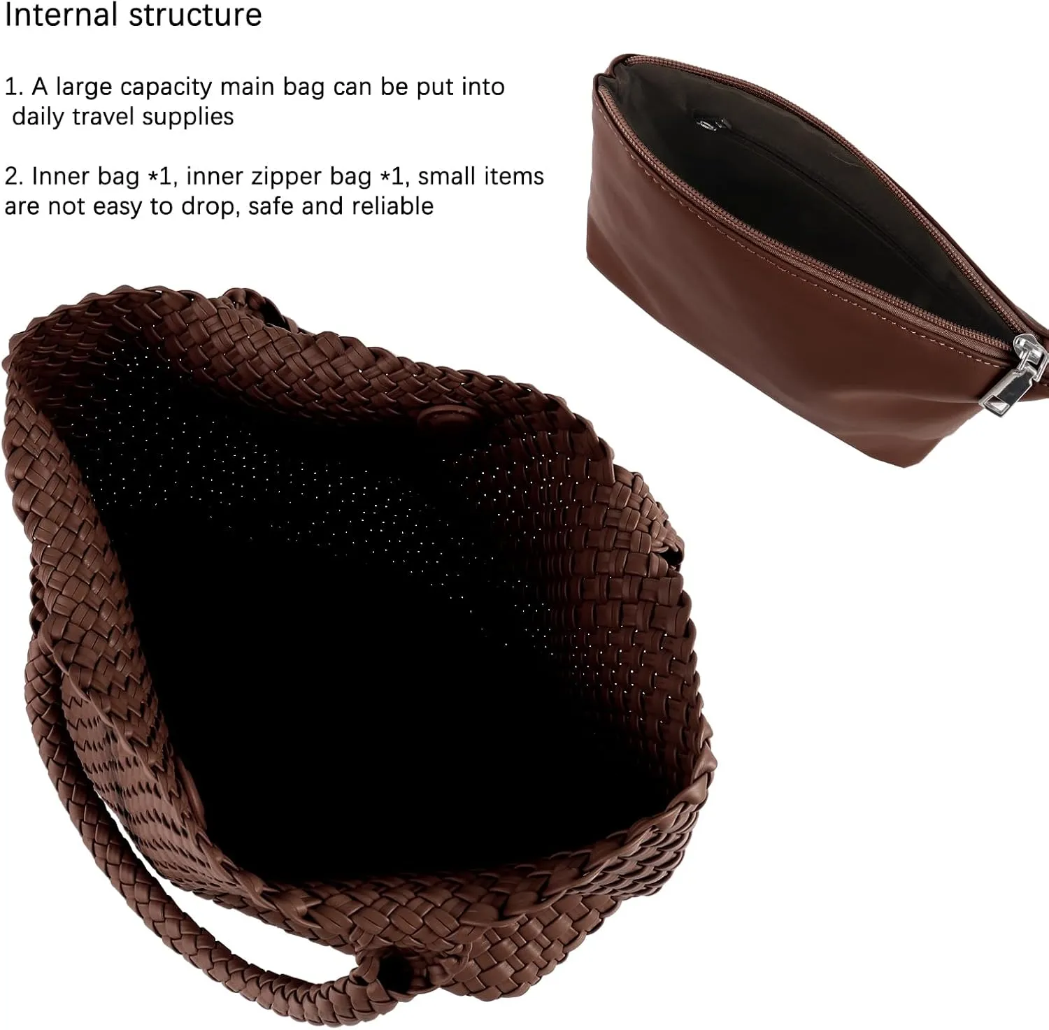 Woven Tote Bag for Women,Fashion Top Handle Shoulder Bag Vegan Leather Shopper Bag Large Travel Tote Bag with Purse