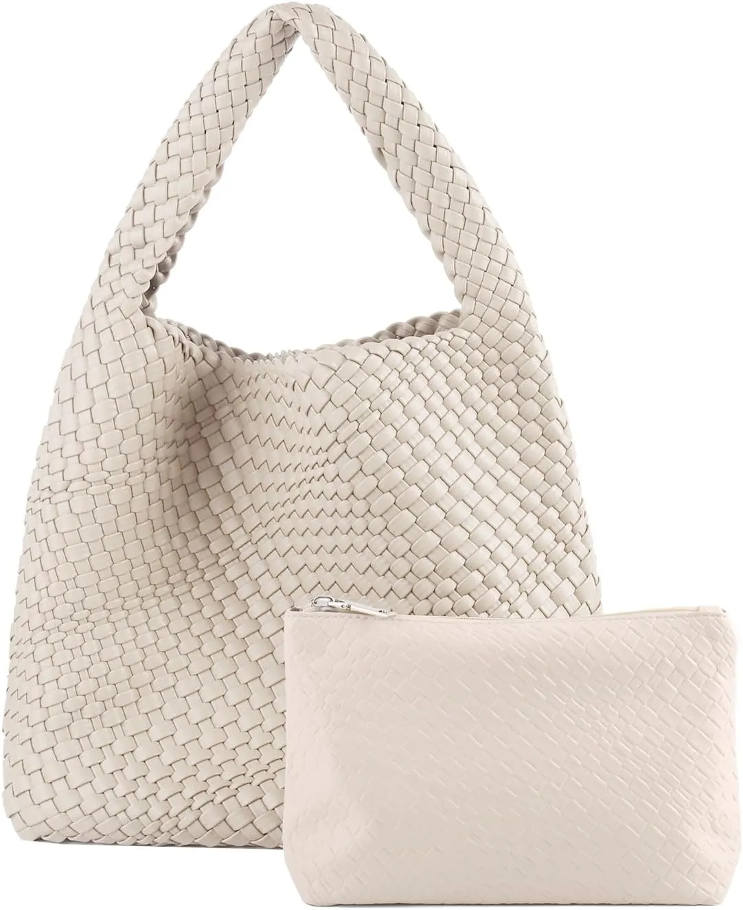 Woven Tote Bag For Women,Vegan Leather Hand Woven Handbags And Purse,Shoulder Bag Top-Handle Bag All-Match Underarm Bag