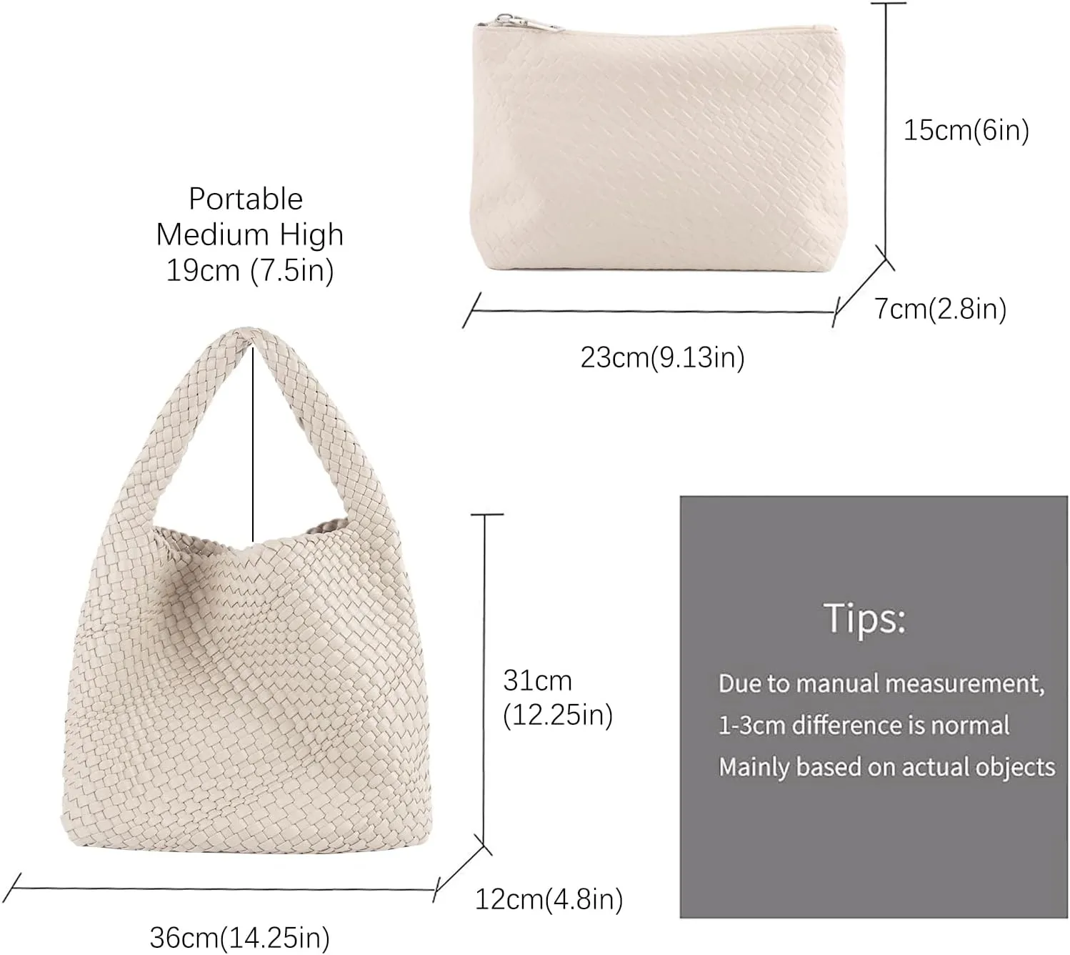 Woven Tote Bag For Women,Vegan Leather Hand Woven Handbags And Purse,Shoulder Bag Top-Handle Bag All-Match Underarm Bag
