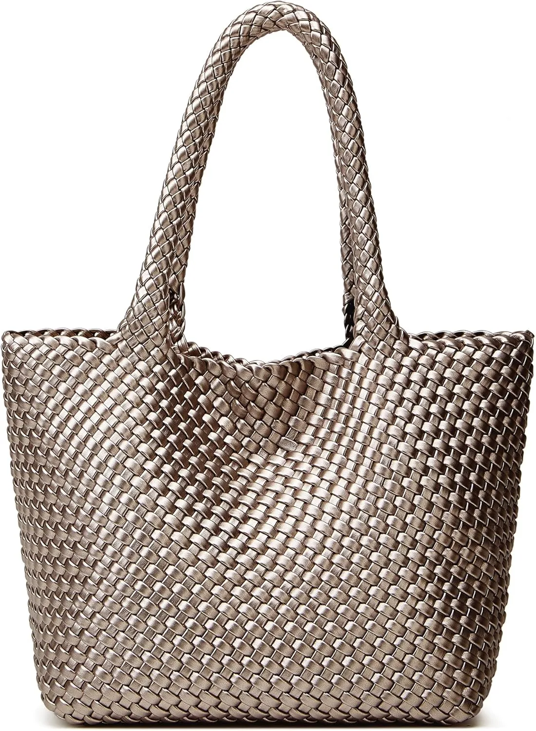 Woven Tote Bag Womens Purse: Vegan Leather Shoulder Handbags - Fashion Summer Beach Tote Bags - Large Travel Totes