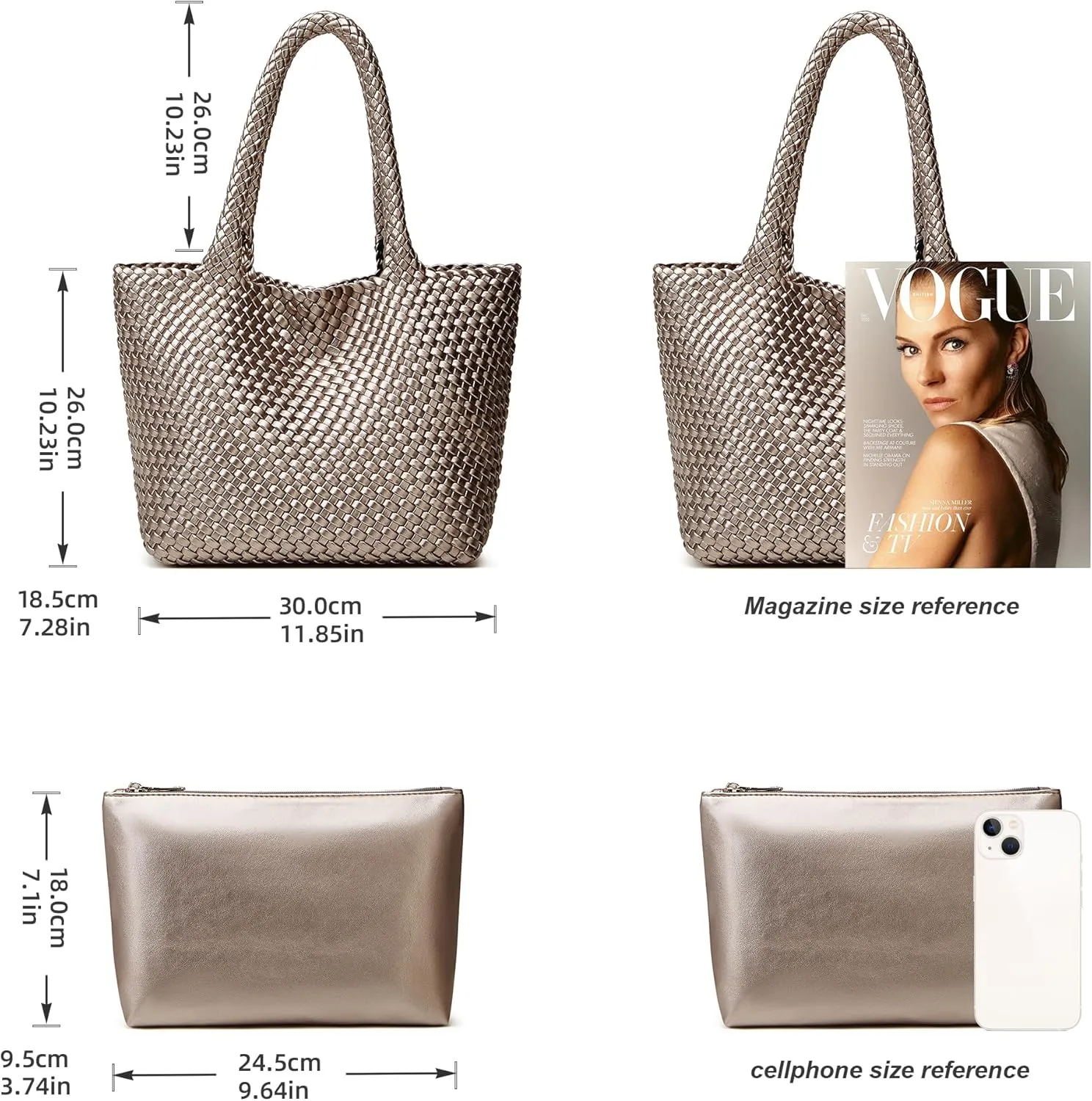 Woven Tote Bag Womens Purse: Vegan Leather Shoulder Handbags - Fashion Summer Beach Tote Bags - Large Travel Totes