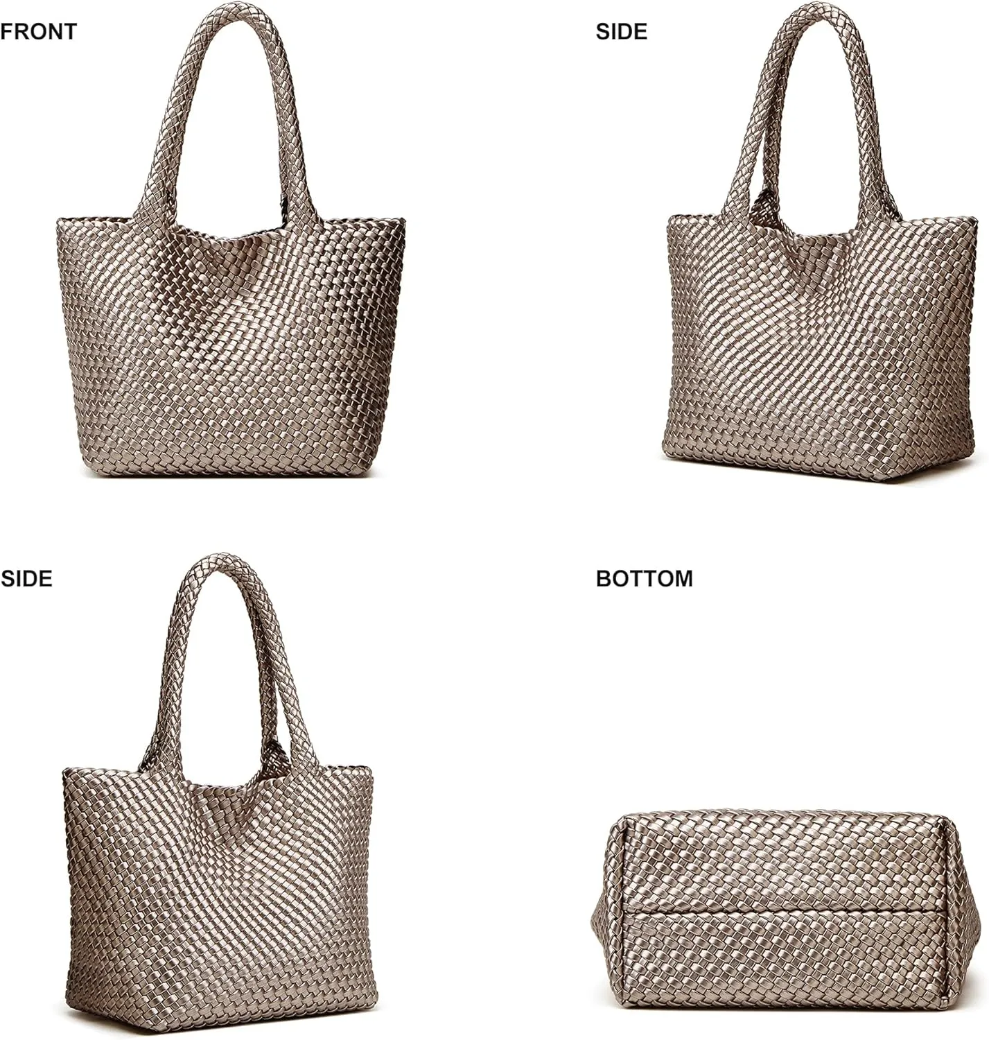 Woven Tote Bag Womens Purse: Vegan Leather Shoulder Handbags - Fashion Summer Beach Tote Bags - Large Travel Totes