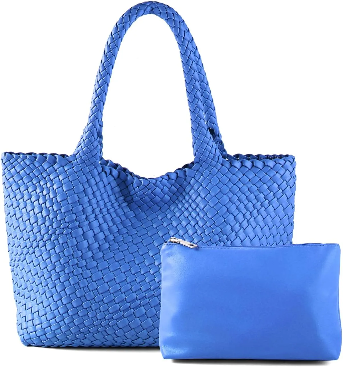 Woven Tote Bag Womens Purse Vegan Leather Shoulder Handbags Fashion Summer Beach Tote Bags Large Travel Totes