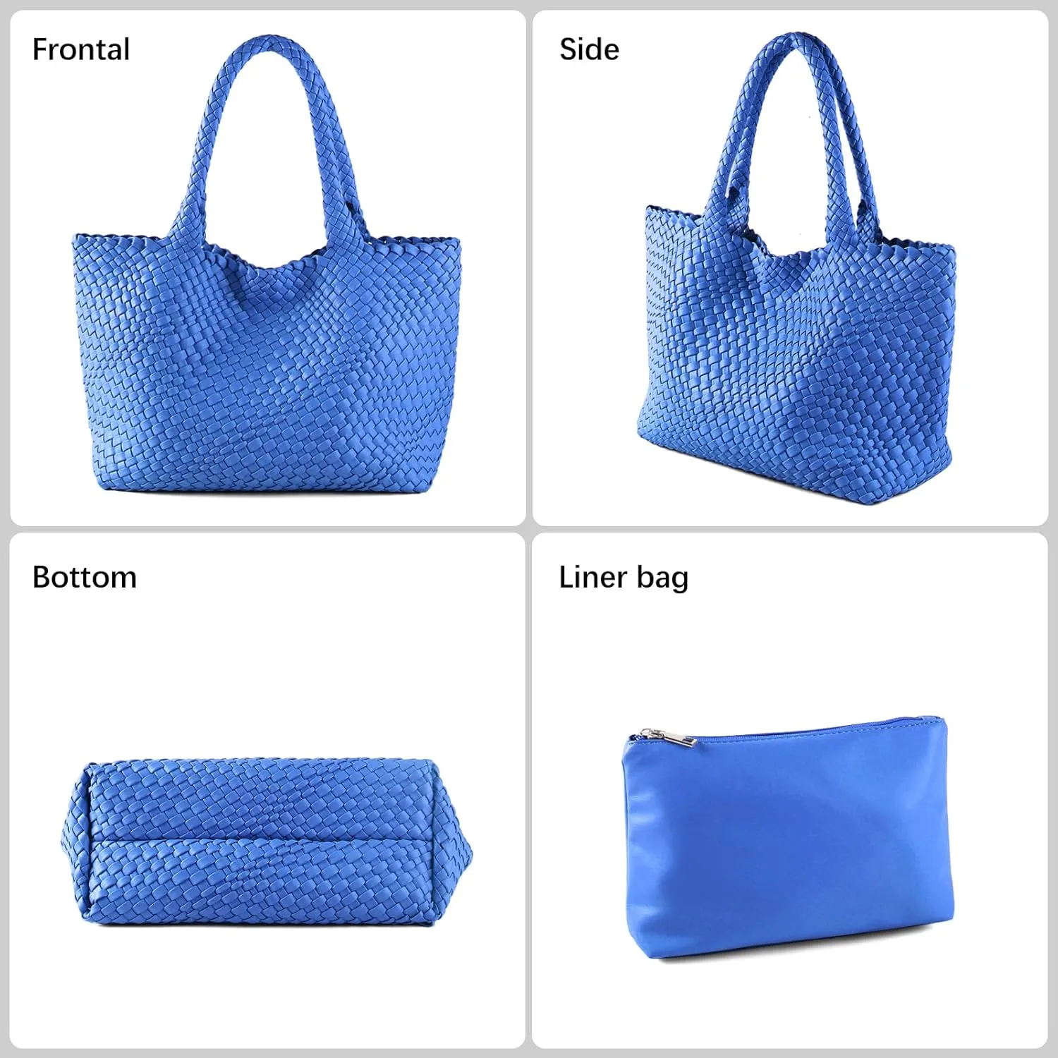 Woven Tote Bag Womens Purse Vegan Leather Shoulder Handbags Fashion Summer Beach Tote Bags Large Travel Totes