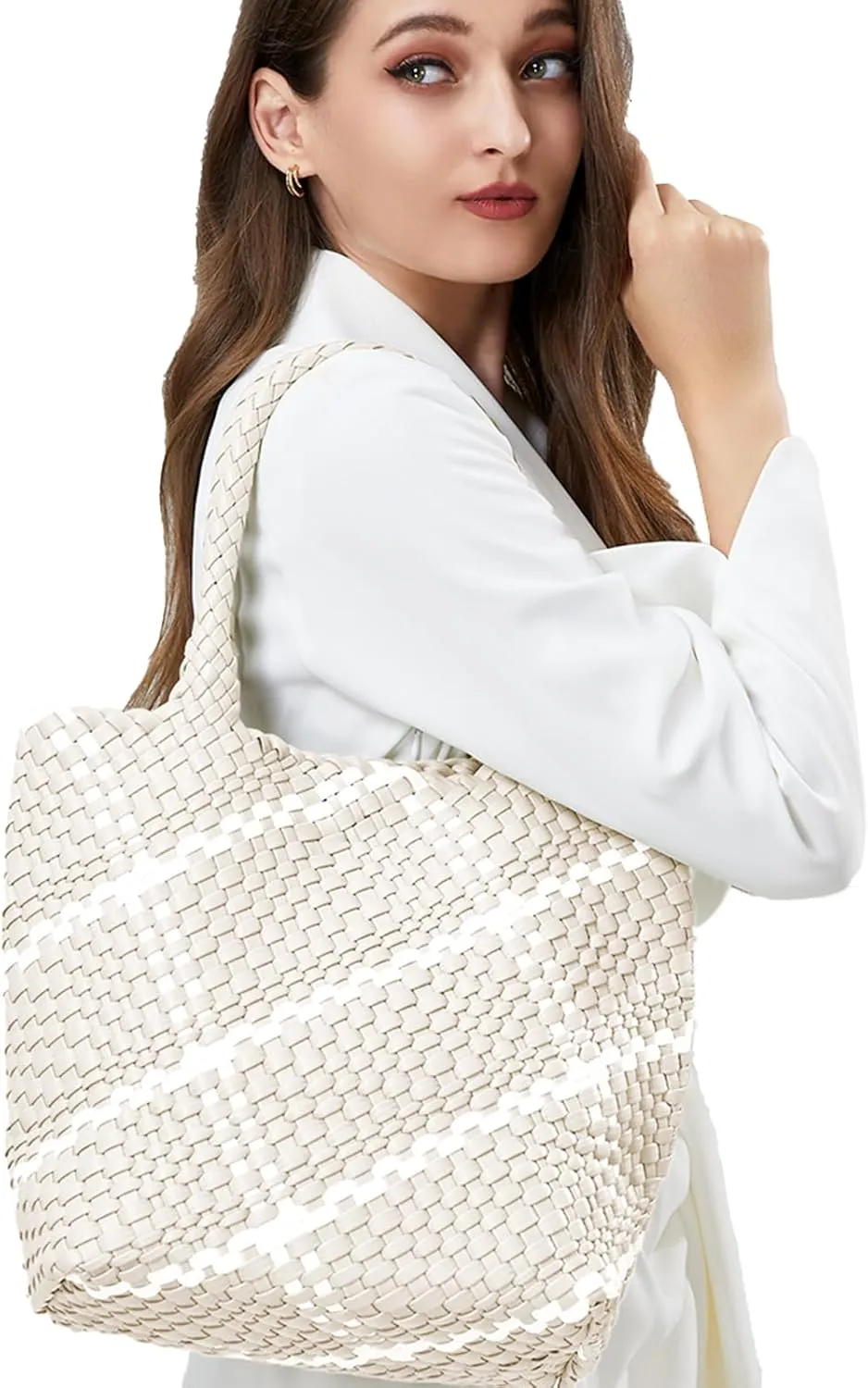 Woven Tote Bag Womens Purse Woven Bags for Women Large Summer BeachTote Bags Vegan Leather Shoulder Handbags Travel Totes