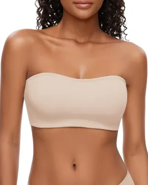 WOWENY Strapless Bras for Women Bandeau Bra Non-Slip Silicone Wireless Bra Seamless Padded Comfy Tube Top Bralette