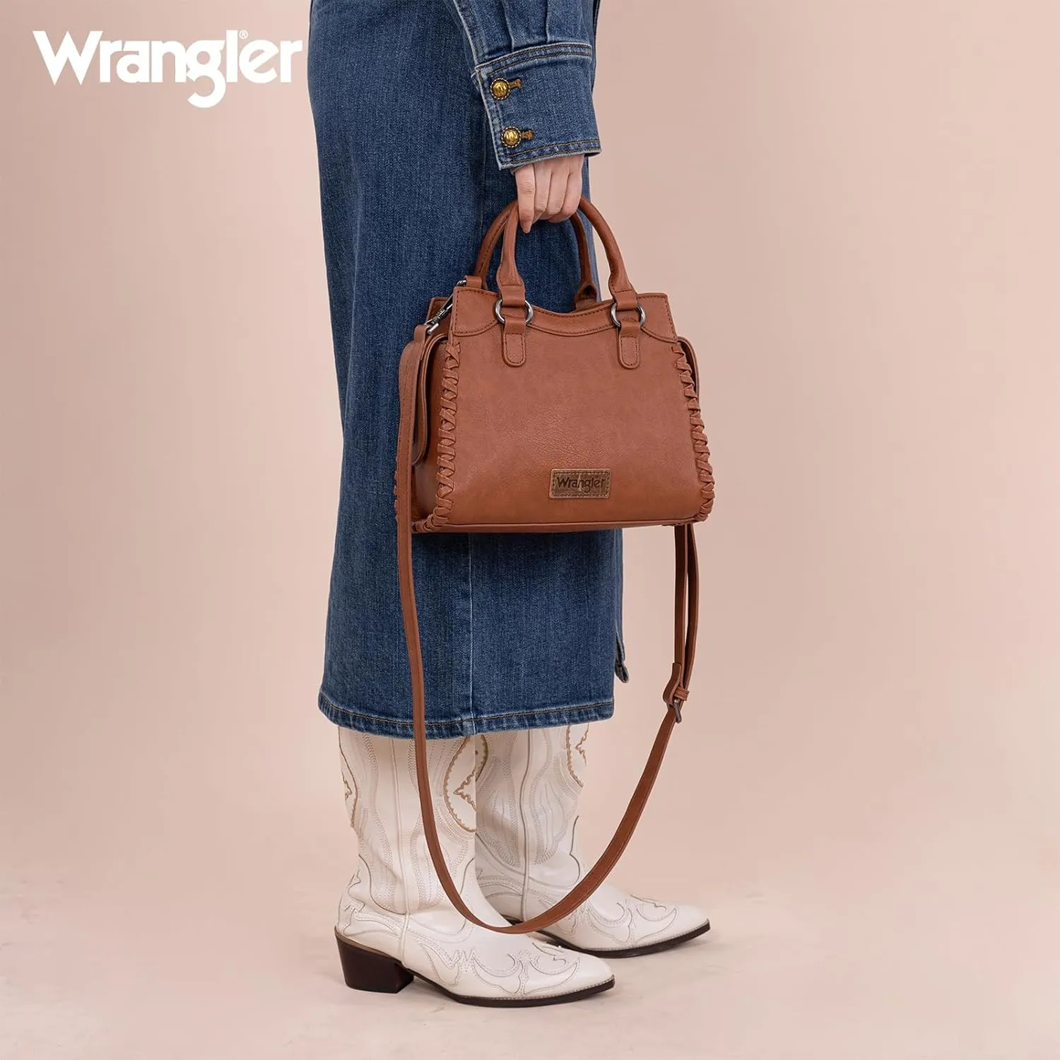 Wrangler Top Handle Bag for Women Woven Satchel Handbag
