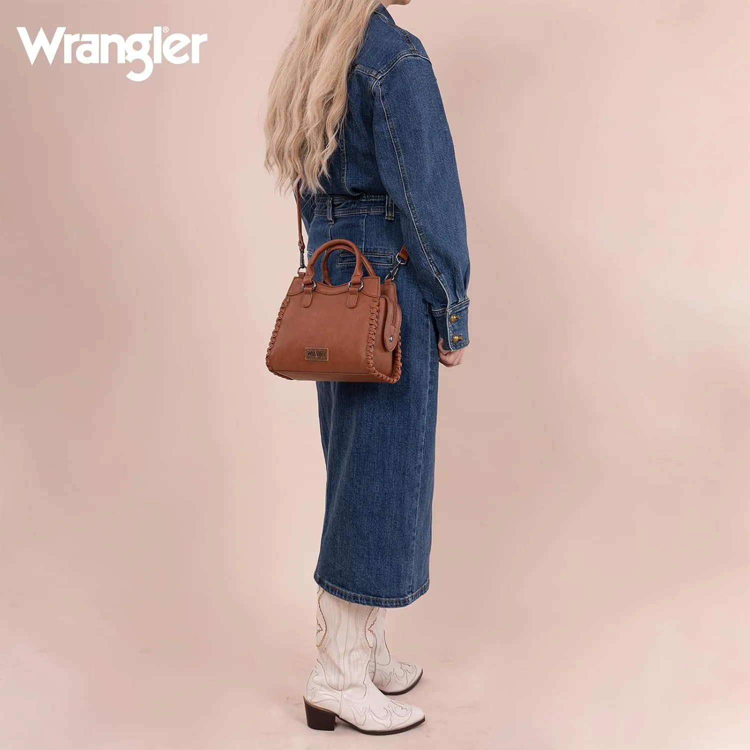 Wrangler Top Handle Bag for Women Woven Satchel Handbag