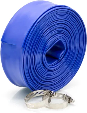 WWD POOL 1-1/2" x 50' Heavy Duty Pool Backwash Hose Reinforced Pool Drain Hose with Hose Clamp for Swimming Pools
