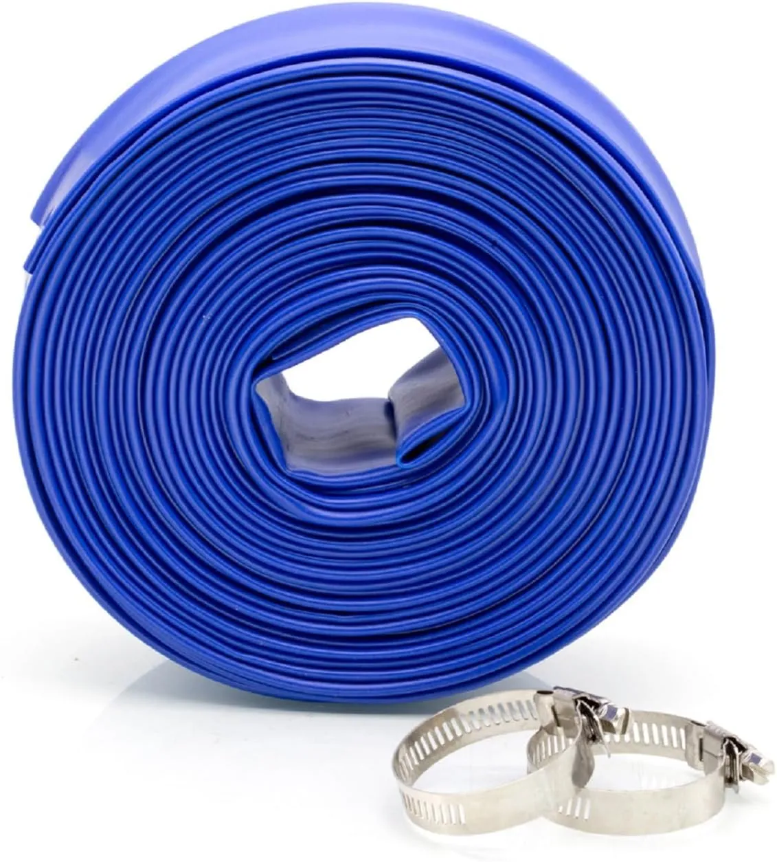 WWD POOL 1-1/2" x 50' Heavy Duty Pool Backwash Hose Reinforced Pool Drain Hose with Hose Clamp for Swimming Pools