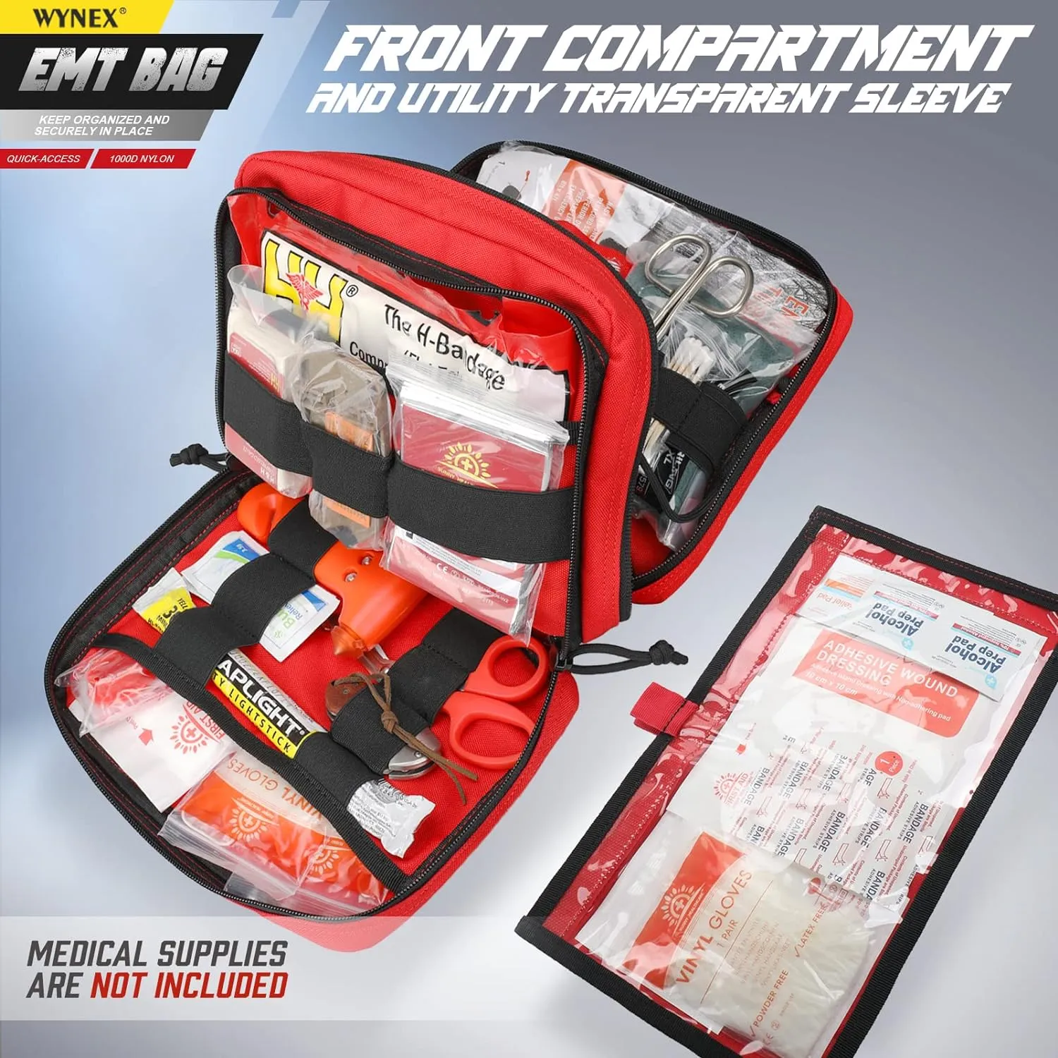WYNEX Tactical Molle Admin Pouch of Laser Cut Design, Utility Pouches Molle Attachment Military Medical EMT Organizer with Map Pocket EDC EMT Pack IFAK Tool Holder Universal U.S.A Patch Included