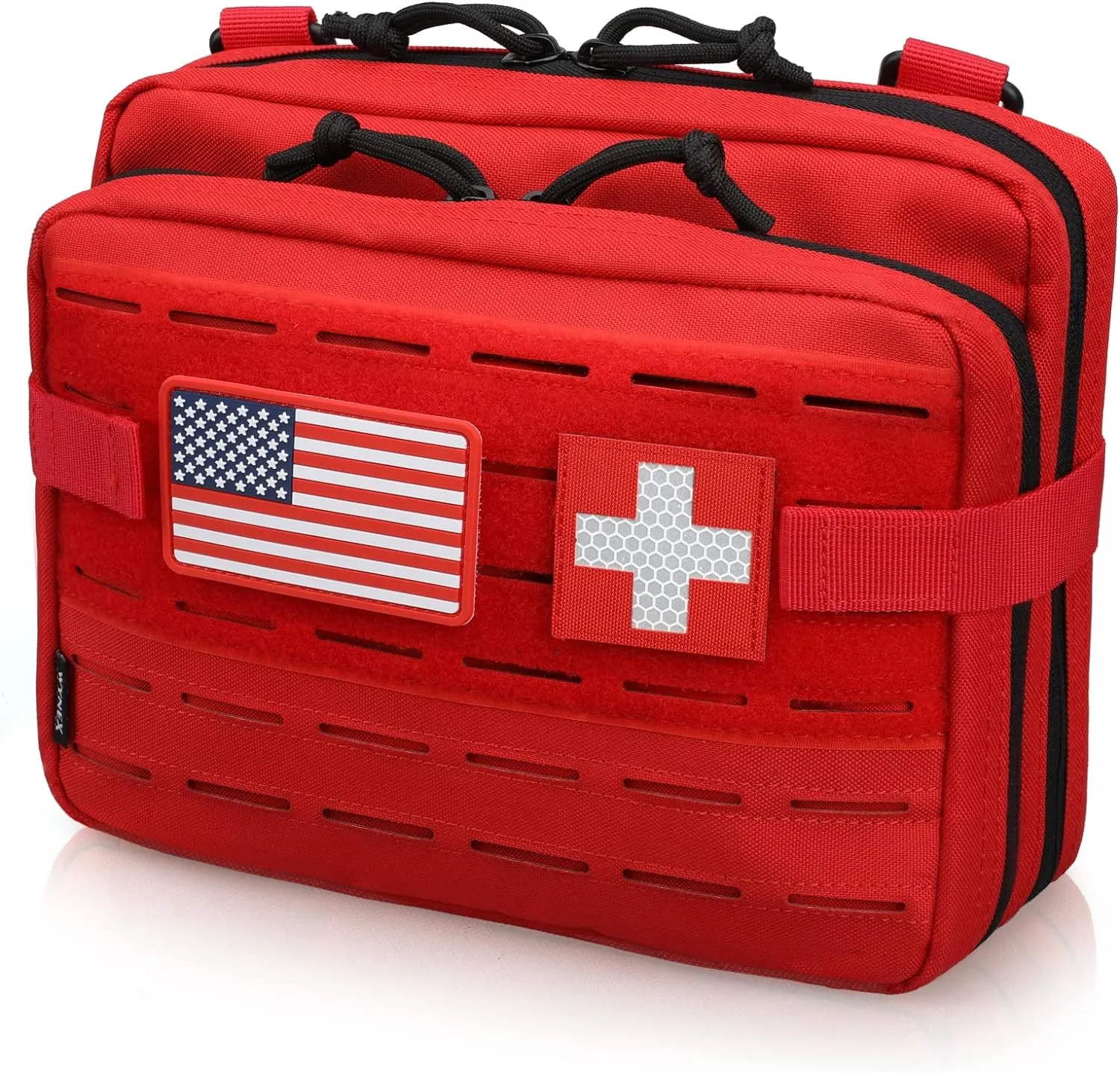 WYNEX Tactical Molle Admin Pouch of Laser Cut Design, Utility Pouches Molle Attachment Military Medical EMT Organizer with Map Pocket EDC EMT Pack IFAK Tool Holder Universal U.S.A Patch Included