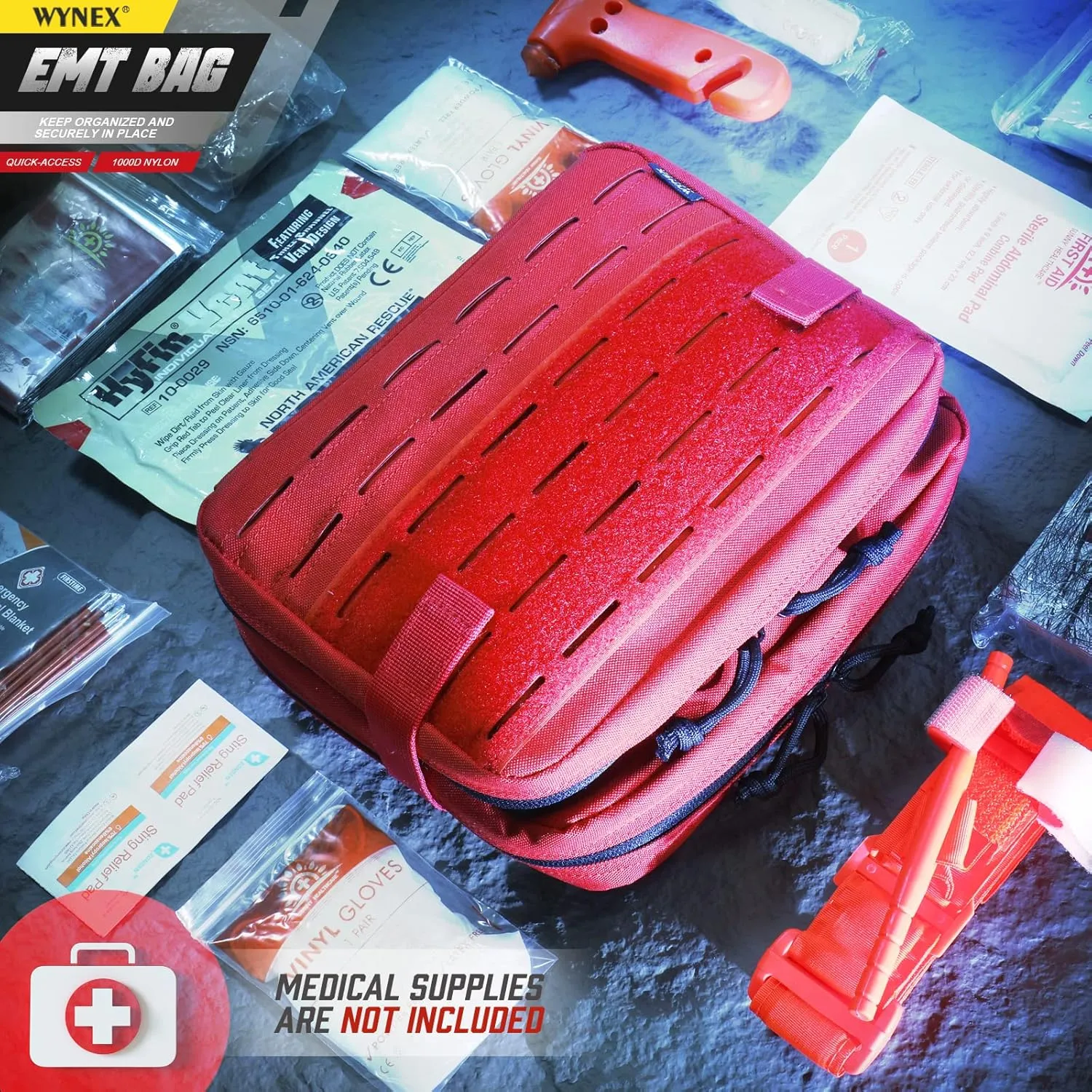 WYNEX Tactical Molle Admin Pouch of Laser Cut Design, Utility Pouches Molle Attachment Military Medical EMT Organizer with Map Pocket EDC EMT Pack IFAK Tool Holder Universal U.S.A Patch Included