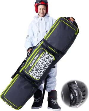 XCMAN Roller Snowboard Bag with Wheels,Adjustable Length,Extra Long/Wide/Deep,Waterproof - with Protection Ribs 140L