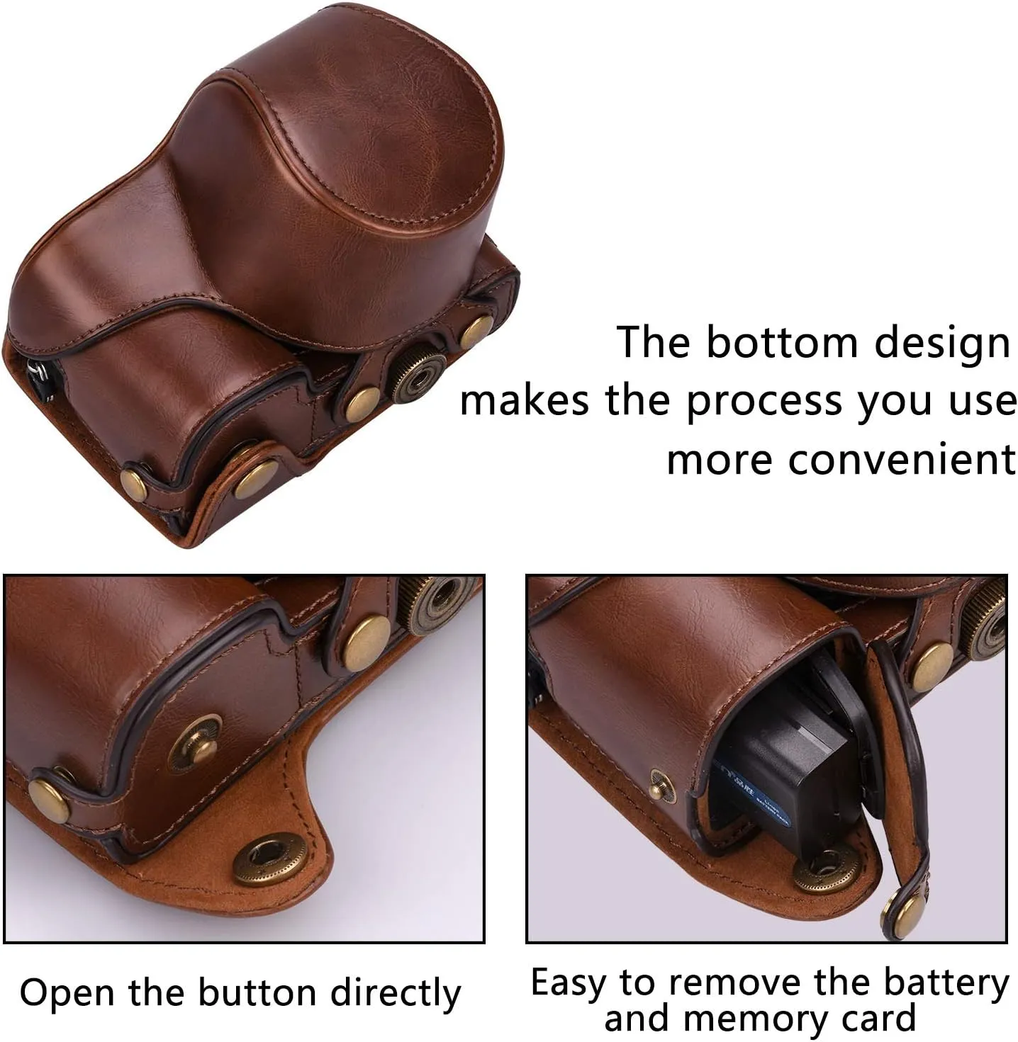XEVN for sony a6400 case,for sony a6300 case,Premium PU Full Body Leather Camera Case Bag for sony alpha a6300 a6000 a6100 a6400 Fit 16-50mm Lens with camera Shoulder Strap(Coffee)