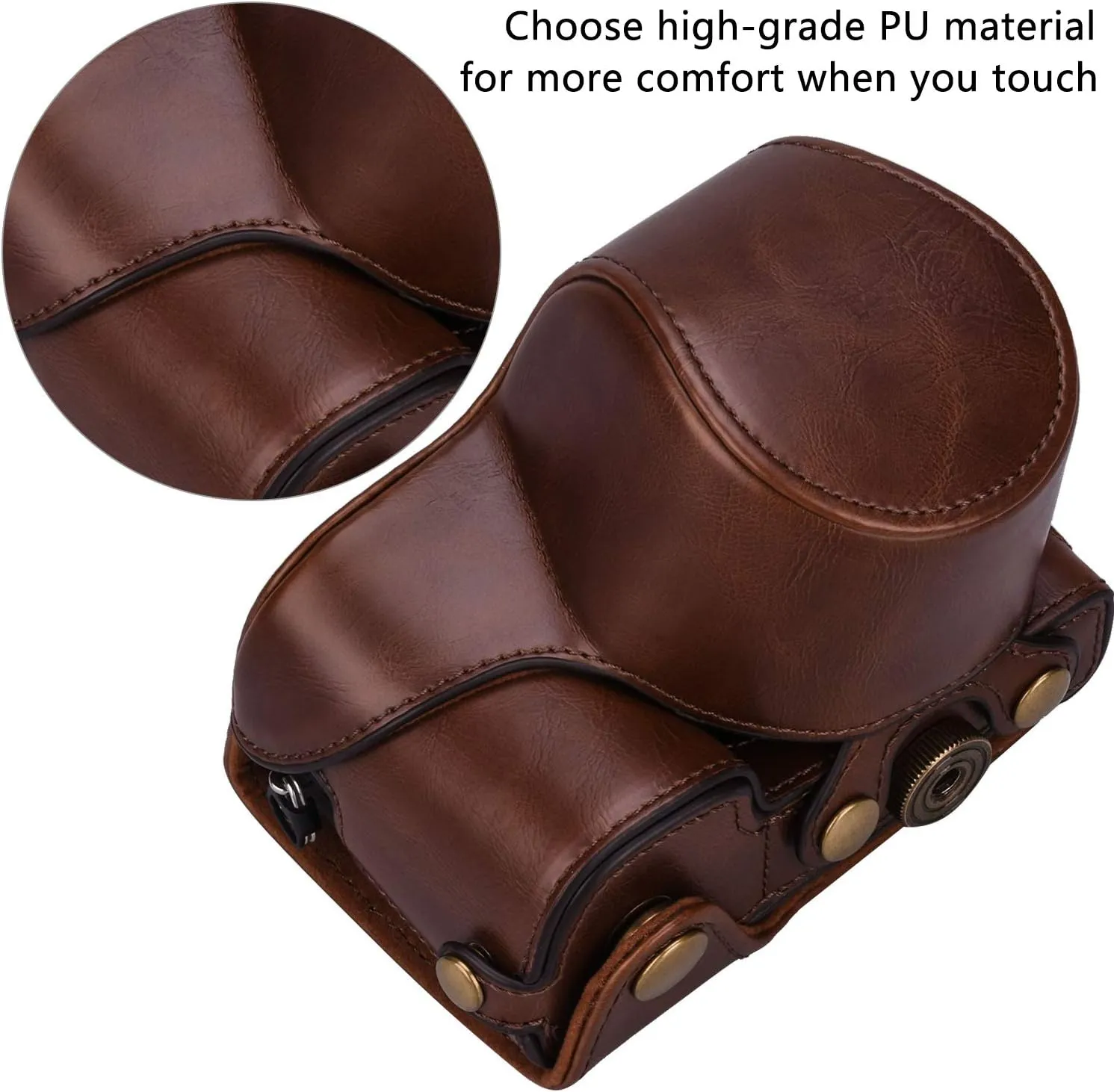 XEVN for sony a6400 case,for sony a6300 case,Premium PU Full Body Leather Camera Case Bag for sony alpha a6300 a6000 a6100 a6400 Fit 16-50mm Lens with camera Shoulder Strap(Coffee)