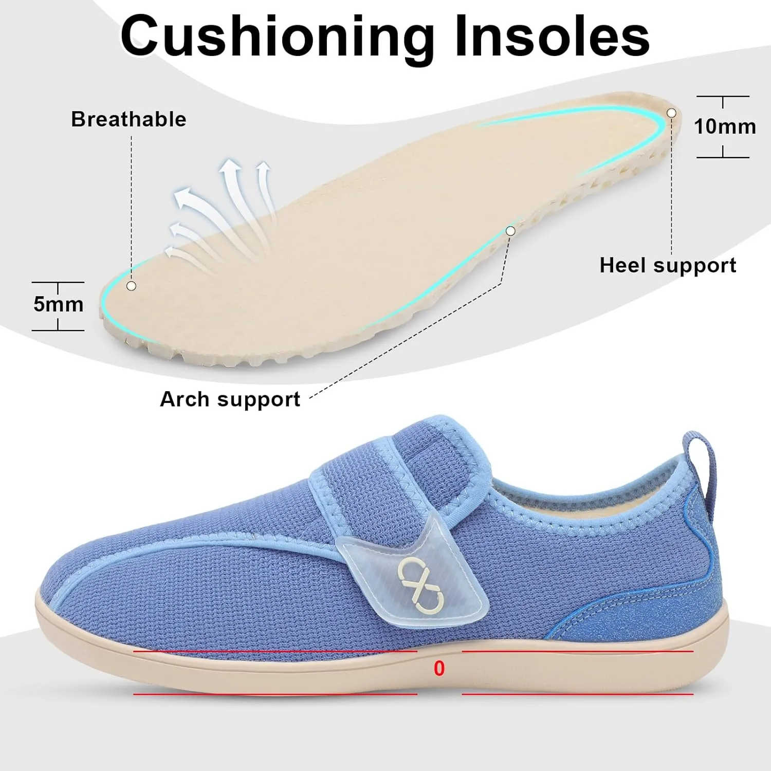 XIHALOOK Womens Slippers Wide Diabetic Shoes with Adjustable Strap for Diabetic Swollen Feet Outdoor Indoor Walking Shoes