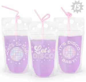 xo, Fetti Drink Pouches - 15 count | Bachelorette Party Cups, Last Disco, Space Cowboy Birthday Party, 70s Groovy Party