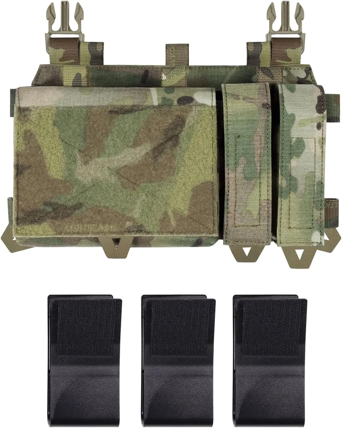 YAKEDA Tactical Placard Triple Magazine Pouch with Quick Release Mag Pouch Insert, UTX Buckles Combined with Chest Mini Rig and Vest