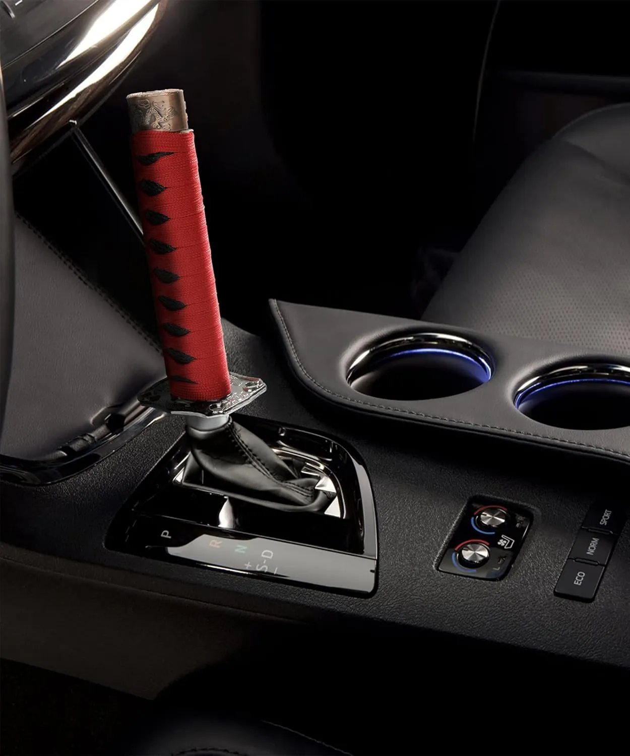 YAKEFLY Universal Katana Gear Shifter,Gear Shift Knob Sword Shift Knobs,Katana Shift Knob Samurai Sword Gear Shifter with 4 Adapters,Katana Samural Shift Gear Lever (Red&Black)