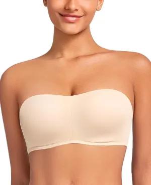 YANDW Strapless Bras for Women Plus Size Non-Slip Padded Bandeau Bra with Clear Straps Multiway Seamless Brassiere