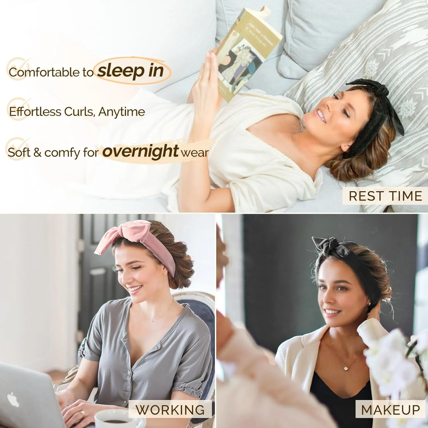 Yanibest Heatless Hair Curler, No Heat Hair Curlers to Sleep in, Super Soft Ribbon Wrap for Long Hair, Overnight Heatless Curling Set with Scrunchies and Clip, for All Hair types