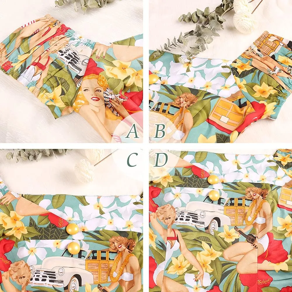 YARN & INK Women's Rockabilly Tops 1950s Pinup Shirt Casual Off Shoulder Vintage Blouse