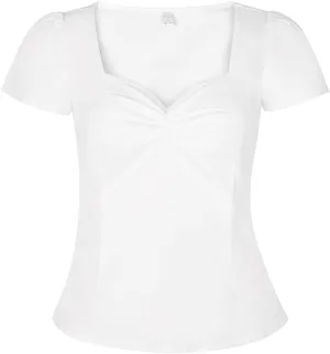 YARN & INK Women's Rockabilly Tops, 1950s Pinup Vintage Blouse Square Neck Slim Fit Shirt Classic Elegant for Women Girls