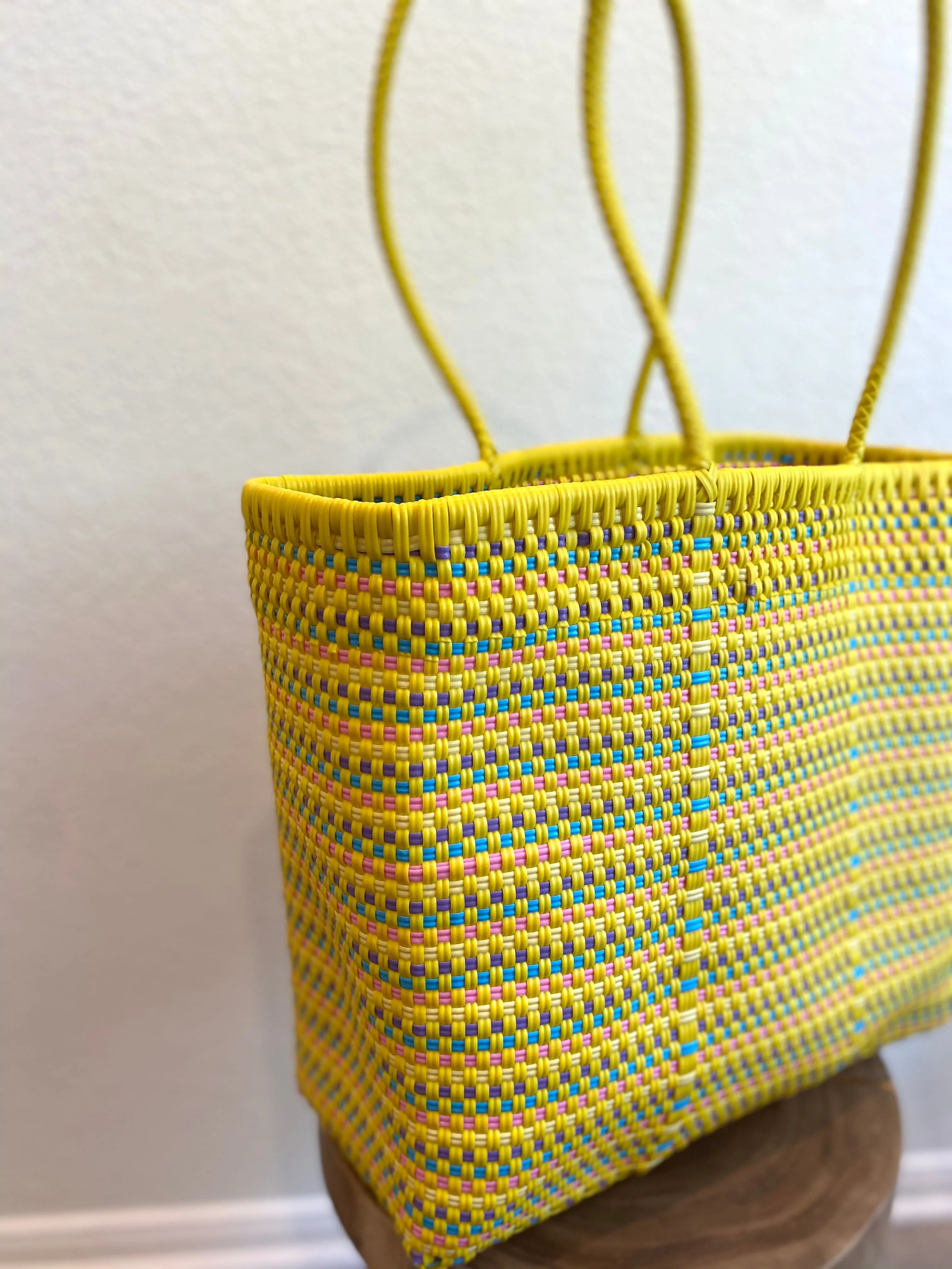 Yellow/ Multi Woven Tote