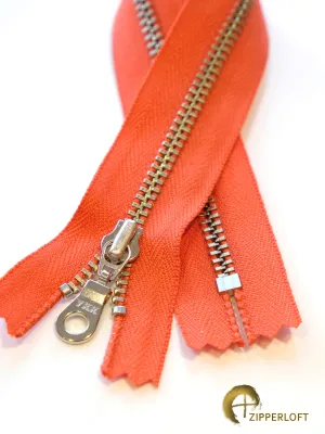 YKK #4.5 Shiny Nickel (4-12" / 10.2-30.5cm) - 138 Soft Orange