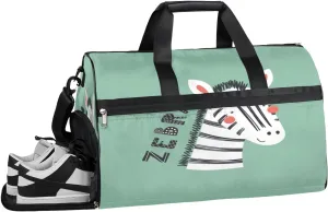 Zebra Cute Gym Duffle Bag for Women Men 35L Sports Bags Travel Duffel with Shoe Compartment Large Weekender Overnight