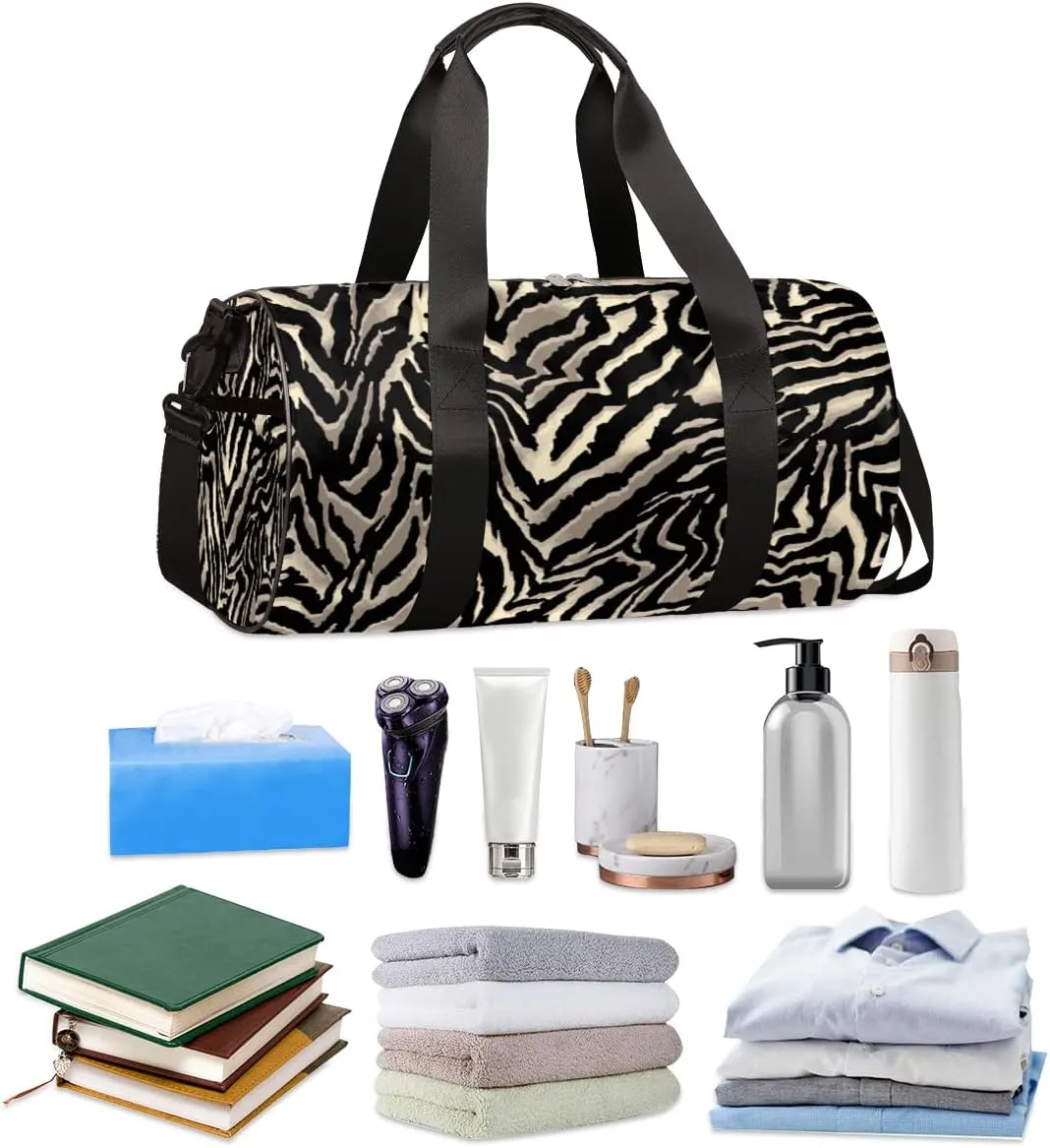 Zebra Retro Print Gym Bag Small Gym Duffel Bags for Men Women Overnight Weekender Bags Lightweight Sport Duffle Bag Carry On Gymbag