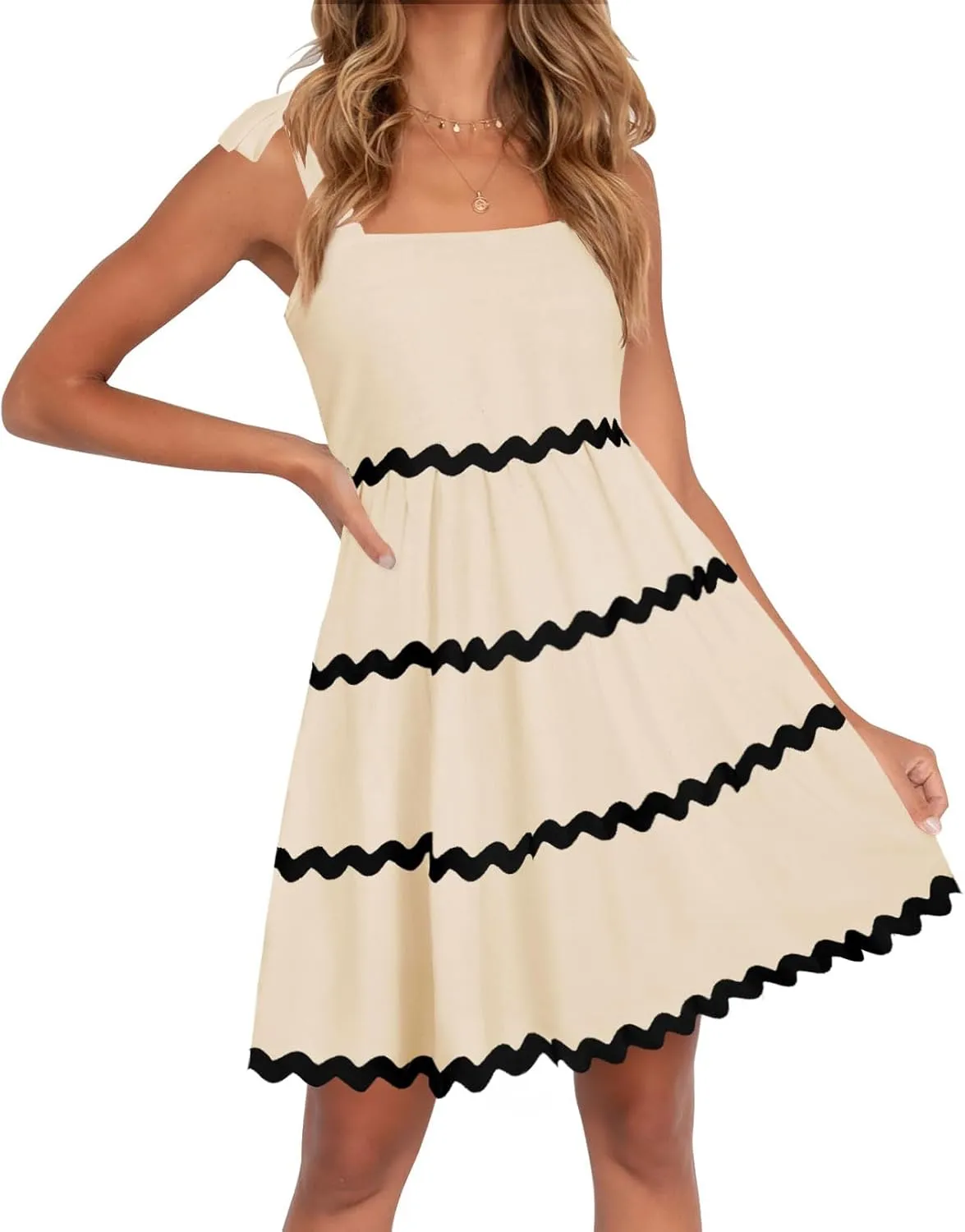 ZESICA Women's Summer Swing Mini Dress Casual Spaghetti Straps Sleeveless Smocked Backless Flowy A Line Sundress