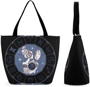 Zodiac Sign Taurus Hobo Handbags With Zipper Women's Tote Handbags
