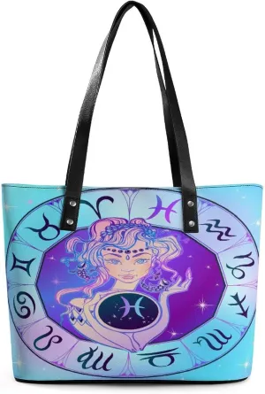 Zodiac Sign Virgo Hobo Handbags With Zipper Large Capacity Satchel Tote Bag Shoulder Bag
